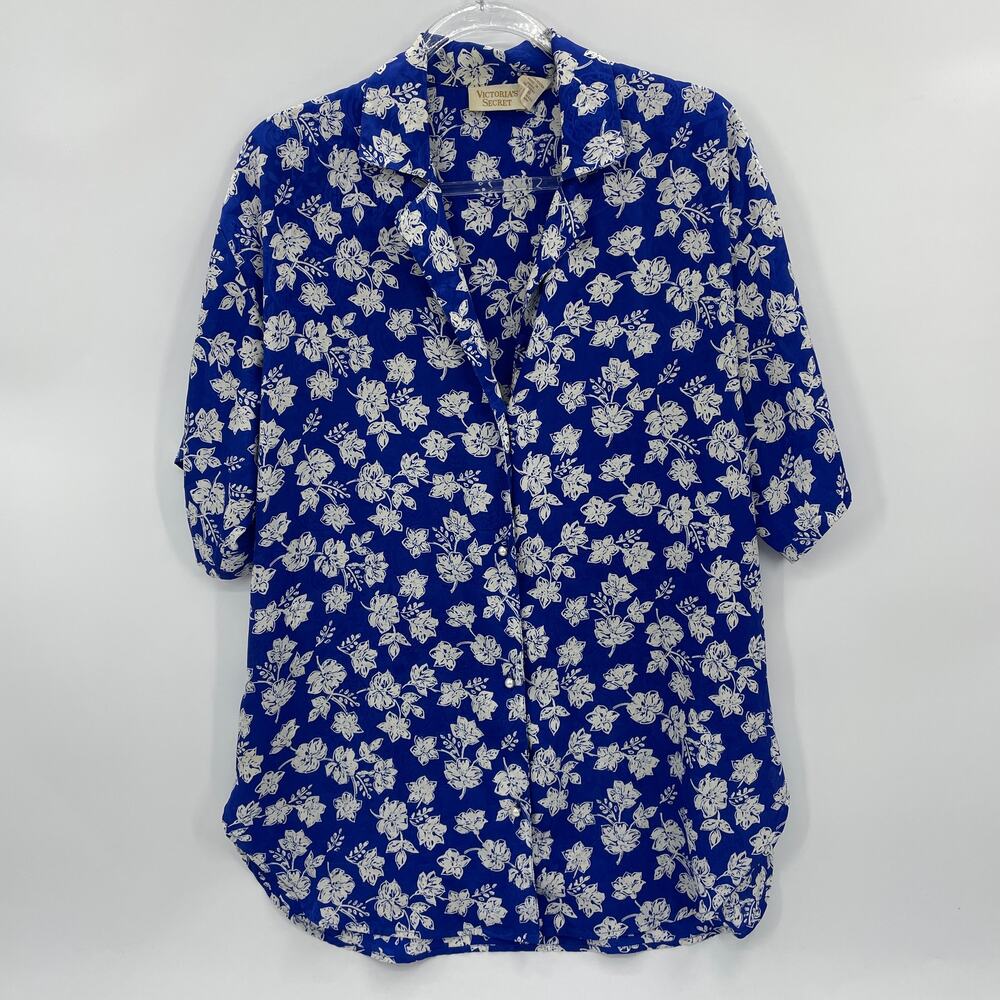 Vintage VICTORIA'S SECRET Gold Label Pajama Top Womens Size S Floral Shirt